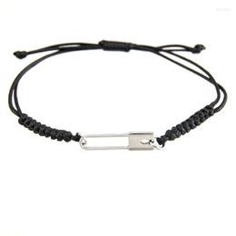 Charm Bracelets Women Adjustable Cord Bracelet Padlock Connector Stainless Steel Pendant Black Red Color Rope