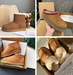 designer boots snow UGGsity australian women boot bailey Chestnut winter buckle Half Knee Short lady Sheepskin and wool integrated hair slipper678 dhjj