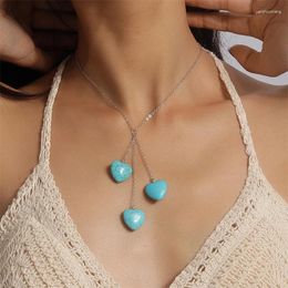 Pendant Necklaces Fashion Turquoises Love Heart Necklace For Women Girl Party Holiday Jewelry Gifts