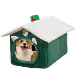 kennels pens Cat House Thick Christmas Cat House Winter Warm Cat Tent Extra Soft Comfortable Cat Beds For Indoor Small Dogs Cats Puppies 231120