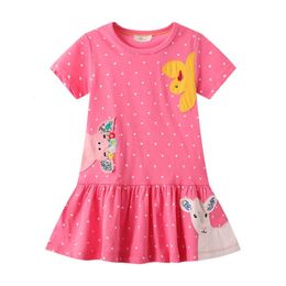 Girl s Dresses Jumping Meters Arrival Dots Animals Embroidery Princess Girls Party Summer Short Sleeve Kids Frocks Baby Clothes 230420