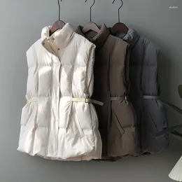 Women's Down Stand-Up Collar Cotton Vest Winter 2023 Korean Style Waist Fashion Bread Jacket Sleeveless Waistcoat
