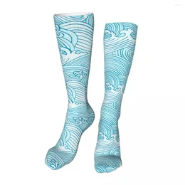 Men's Socks Sea Wave Novelty Ankle Unisex Mid-Calf Thick Knit Soft Casual