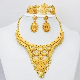 Necklace Earrings Set Jewellery Golden 24k Bangles For Women Jewellery Wedding