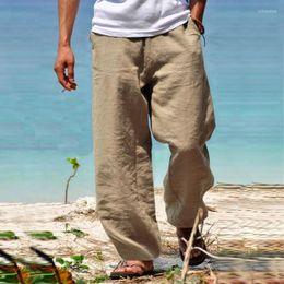 Men's Pants Men Cotton Linen Summer Solid Colour Breathable Loose Casual Trousers Fitness Streetwear Sweatpants Male Long S-5XL