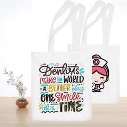 Shopping Bags Letters Print Canvas Bag Minimalist Designer Luxury Handbag Advanced Texture Tote High Capacity Women's Shoulder Dentist