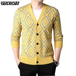 Men's Sweaters Men Sweater Cardigan Asymmetric Pattern Buttons Down Knit Outwear Single Breasted V Neck for Autumn England Style 0017A029 231120