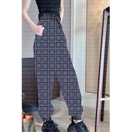 Womens Joggers Pants Trousers Brown Black Casual Pant Fashion Printed Letters Strings Casual High-Waisted Loose Women Jogging Pants