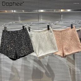 Women's Shorts 2023 Spring And Summer Socialite Woman Shiny Full Sequins Casual Club Bright Silk Short Pants Streetwear