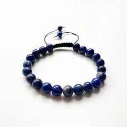 Strand Blue Lapis Lazuli Stone Beads Bracelet Natural Jewelry Handmade Healing Stones Crystals Adjustable 1pc
