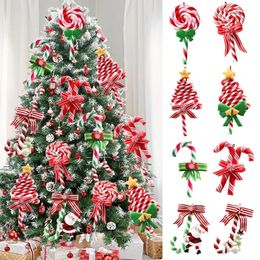 Christmas Decorations Tree Decoration Ornament Soft Clay Lollipop Red White Candy Cane Xmas Pendant Home Year Gift 231120