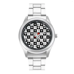 Wristwatches Heart Pattern Quartz Watch Poker Card Design Funny Wrist Stainless High Class Fitness Men Wristwatch