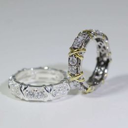 rings jewelry Color Separation X-shaped Ring T Fashion Cross Diamond Ring Light Couple Ring