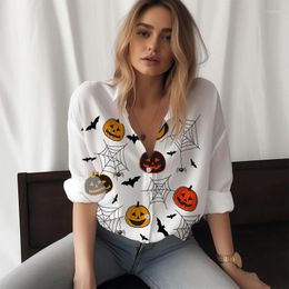 Women's Blouses Shirt Pumpkin Ghost 3D Printed Halloween Style Fashion Trend Long-sleeved