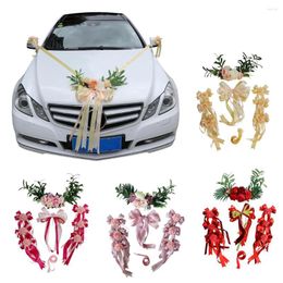 Party Decoration 9pcs Wedding Car Decorations Kit Set Limousine Silk Flower Ribbon Bow DIY Decor