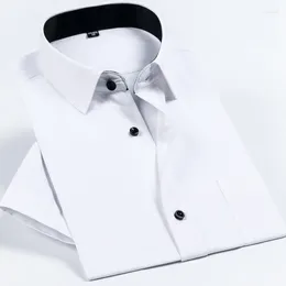 Men's Casual Shirts Short Sleeve White Dress Formal Regular Fit Classic Business Office Plain Yellow Red Social Work Smart Shirt