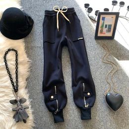 Women's Pants Sweatpants Women Fashion Black Joggers2023 Bottoms Zipper Pocket Casual Streetwear Trousers Pantalon Femme