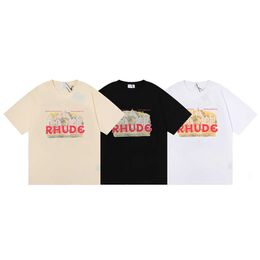 Little 2022 American Fashion Rhude Lettering Hip Hop Couple Casual Round Neck Short Sleeve T-shirt