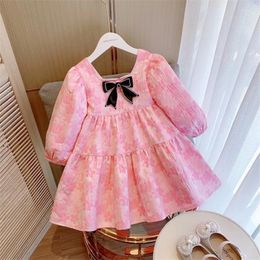 Girl Dresses Children Dress Autumn Fashion Little Bow Princess Kids Clothing 2-7 Years