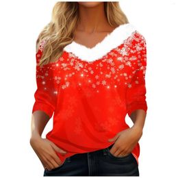 Women's Hoodies Fashion Christmas Tree T-Shirt Red Print Top Casual Xmas Pattern T Shirts For Clothing Streetwear Pullover