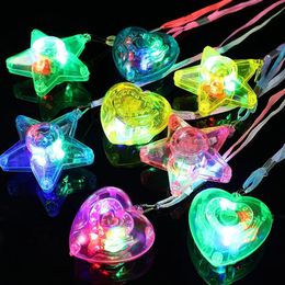 Other Event Party Supplies 20/30pcs Star Heart LED Light Up Necklace Pendants Kids Flashing Glow Gift Blinking Toy Party Christmas Wedding Party Decoration 231120