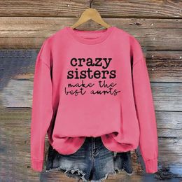 Women's Hoodies Crazy Sisters Make The Aunts Fashionable Round Neck Ladies Light Jackets Fall Women Cropped Sweater Set