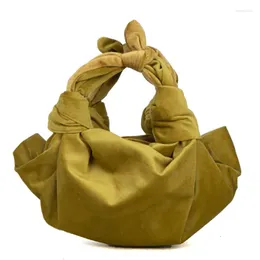 Evening Bags Designer Satin Knotted Bucket Totes Bag Ruched Pleated Velvet Small Pouch Purse Women Handbag Party Top-handle Yellow Red