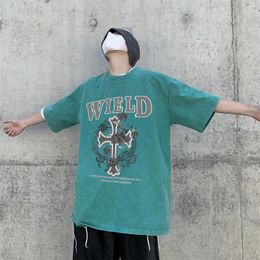 Men's T Shirts -Youth Cotton Cross Streetwear Hip Hop Oversized Shirt 2023 Summer Basketball Harajuku Korean Graphics Tees