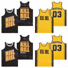 Movie Basketball Video KILL BILL Jerseys 1 Volume and 03 Beatrix Retro For Sport Fans Pure Cotton Black Yellow Retire Breathable Vintage HipHop Pullover College Man