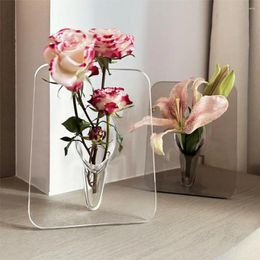 Vases Flower Vase Nordic Style Aesthetics Elegant Ins Po Frame Decorative Acrylic Desktop Plant Holder Decor Living Room