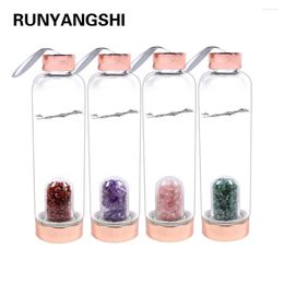 Wine Glasses Runyangshi 1pc Drop Natural Crystal Quartz Crushed Stone Energy Glass Water Bottle Healing Spa Cup Drinkware 2023