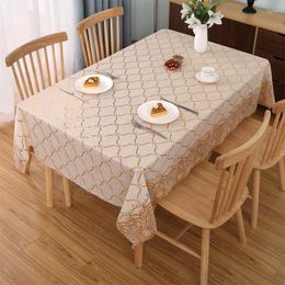 Table Cloth Waterproof No-wash Gilt Cover Gold Geometric Pattern PVC For Rectangular Dining Protector