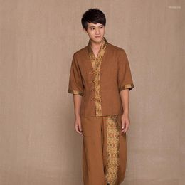 Ethnic Clothing Summer Thai Massage Health Bath Technician Work Clothes Suits SPA Club Thailand Style Bathing Men's Uniform