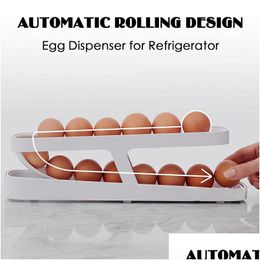 Food Savers Storage Containers Egg Rack Dispenser Container Box Accessory Matic Kitchen Fridge Scrolling Holder Organizer Refrigerator Dhlxd
