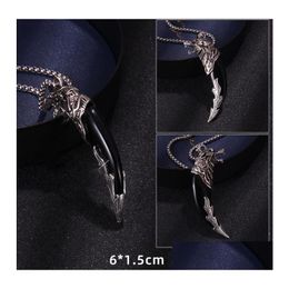 Pendant Necklaces Animal Wolf Tooth Pendent Necklace For Men Long Chain Elephant Dragon Head Vintage Jewellery Wholesale Drop Delivery Dhf1P