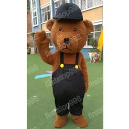 Halloween Brown Bear with Hat Mascot Costume Cartoon Anime theme character Unisex Adults Size Christmas Party Outdoor Advertising Outfit Suit