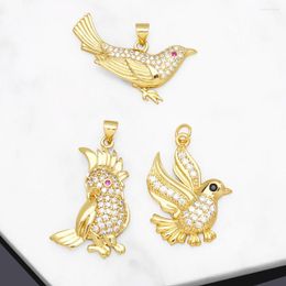 Pendant Necklaces OCESRIO Fashion Big Cute Bird For Necklace Copper Gold Plated CZ Hummingbird Parrot Jewellery Making Supplies Pdtb038