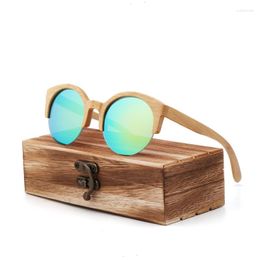 Sunglasses Natural Bamboo And Wood Women UV 400 Cycling Customized Logo Gift Box Suitable For Female Man Marques
