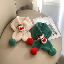 Scarves Wraps Xmas Children's winter warm baby plush thickened male and female windproof scarf cute Christmas deer scarf 231120