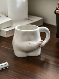 Mugs Kawaii Ceramic Mug Cute Coffee Cup Milk Tea Water Cups Creative Pinch Belly Cup Mug Gift Porcelain Drinking coffee Mugs 231121