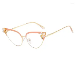 Sunglasses 5 Colors Luxury Inlaid Women Sun Glasses Cat Eye Eyeglasses Fashion Eyewear Female
