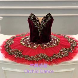 Stage Wear Fine Pattern High Quality Professional Custom Size Classical Girls Red Black Bird Ballet Tutu Costumes