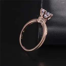 Cluster Rings Real Solid 925 Sterling Silver Crown For Women Luxury 1.2ct Diamond Wedding Engagement Ring 18K Rose Gold Jewellery