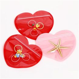 Packing Bags Heart Shaped Jewellery Small Bag Love Plastic Valentines Day Candy Food Self Sealed Wholesale Lx4899 Drop Delivery Office Dhqgl