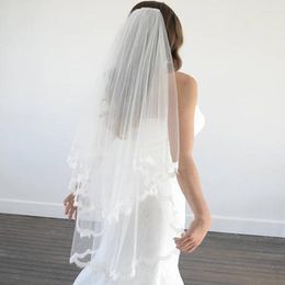 Bridal Veils Lace Edge 2 Layers Tulle Short Veil Women Wedding Accessories With Comb