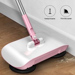 Hand Push Sweepers Stainless Steel Sweeping Machine Broom Dustpan Automatic Sweeper 360° Rotatable le Household Cleaning Mop 230421