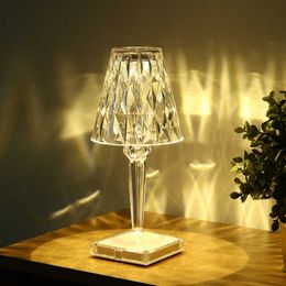 Diamond Table Lamp Acrylic Decoration Wireless Portable Desk Lamps For Bedroom Bedside Bar Gift LED Night Light AA230421