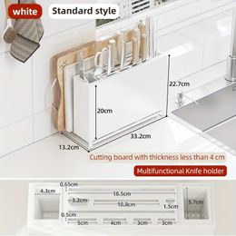 1pc, Kitchen Knife Block Holder Without Knives, Detachable Knife Storage Rack With Extra Slots For Scissors And Sharpening Rod, Unique Slot To Protect Blades