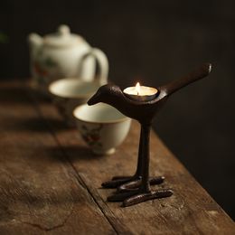 Candle Holders Retro cast iron bird candle holder decorative ornaments tea table furnishings home art 230420