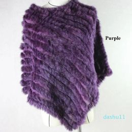 Scarves Real Fur Pashmina Shawls For Female Handmade Knitted Poncho Women Shawl Winter